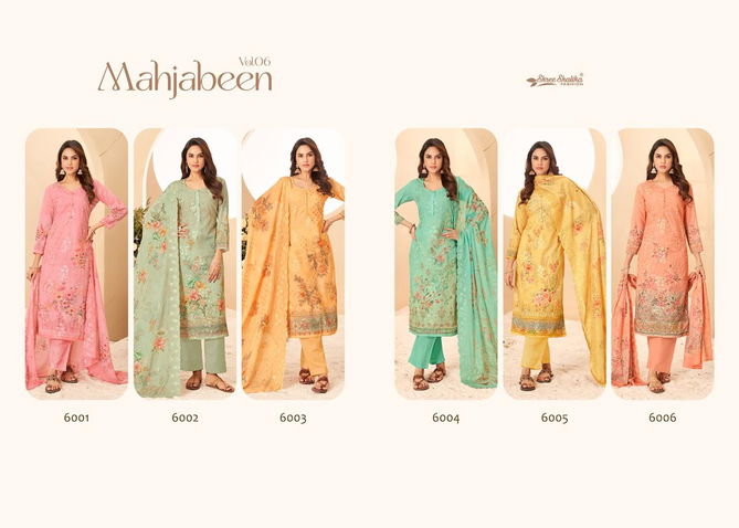 Mahajbeen Vol 6 By Shree Shalika Printed Embroidery Lawn Cotton Dress Material Wholesale Online
